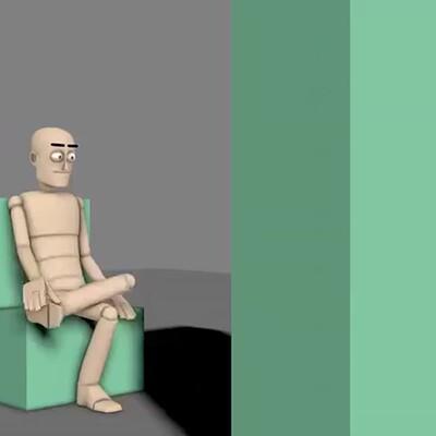 Baldi basics character sitting in a chair