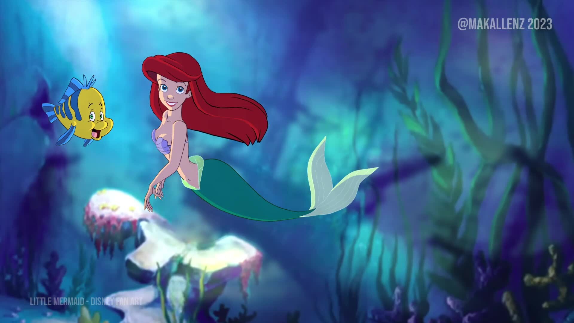 ArtStation Ariel and Flounder under the sea