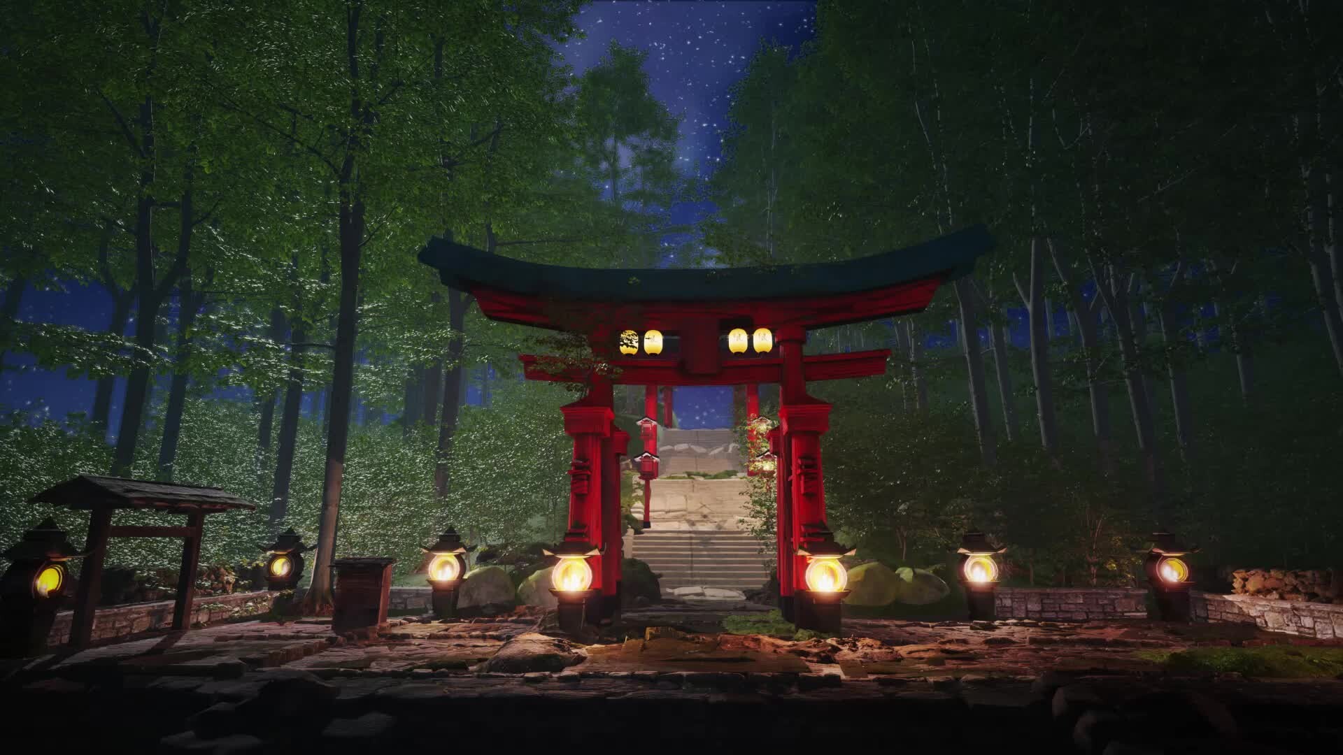 ArtStation - Shrine 3d model night scene