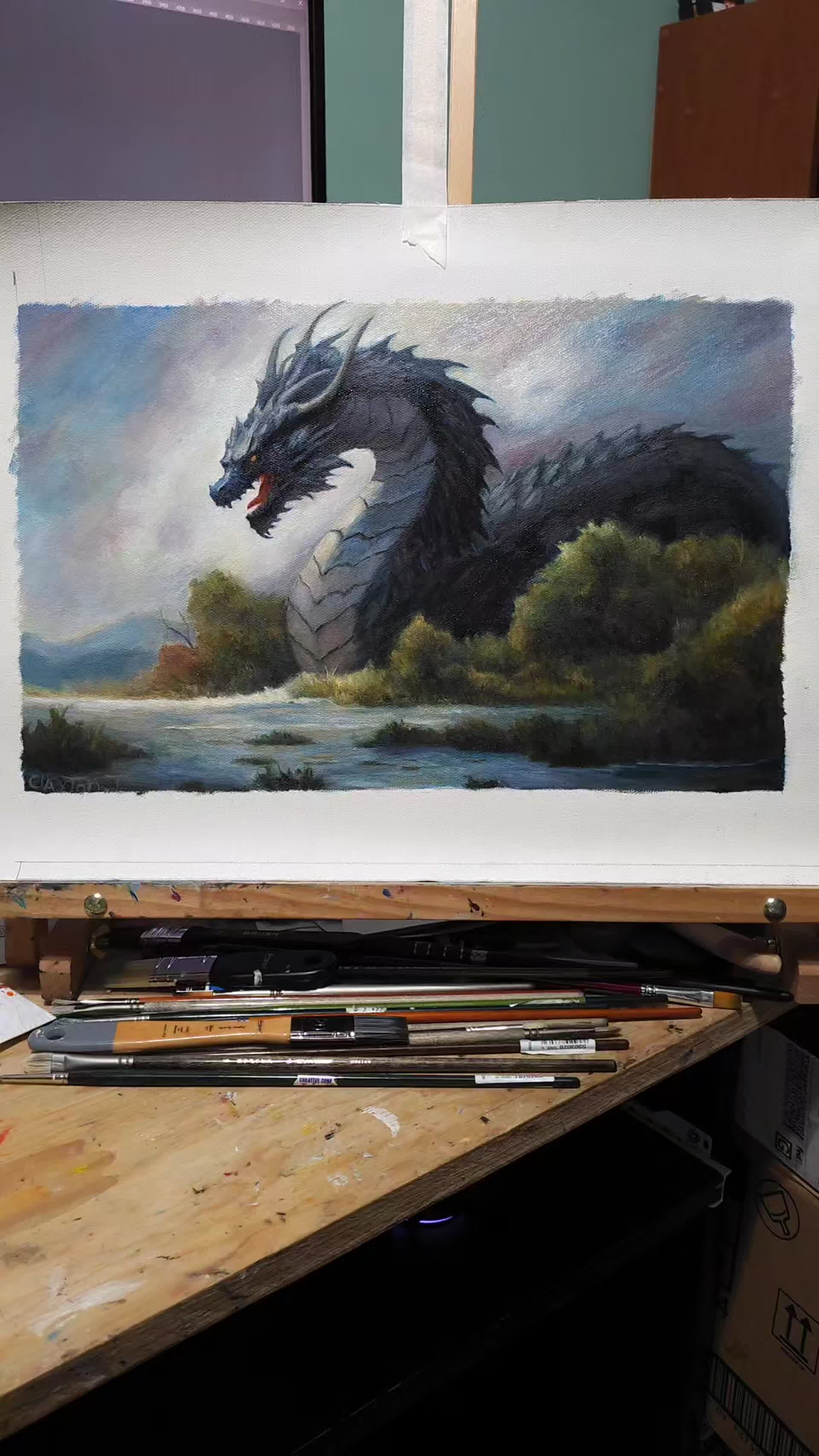 ArtStation - Dragon Oil painting