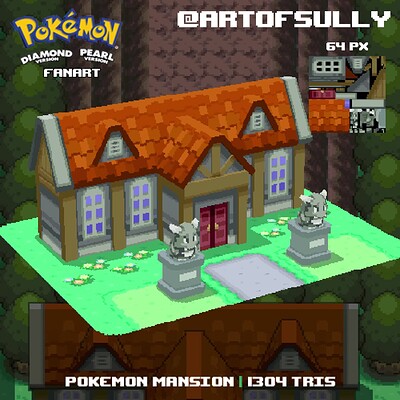 3D Pixel-Art Pokemon Mansion (Pokemon Diamond/Pearl Fanart)