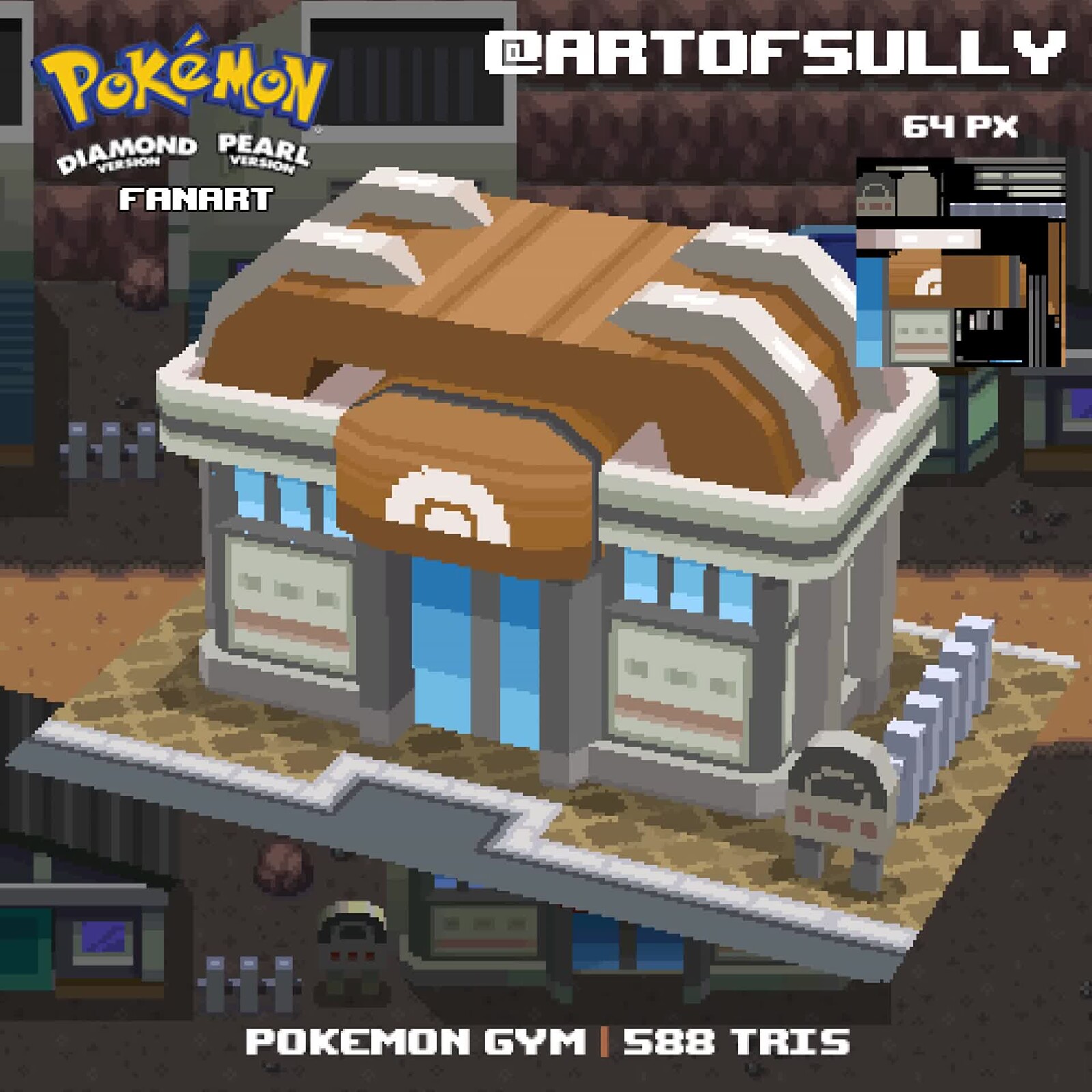 3D Pixel-Art Pokemon Gym (Pokemon Diamond/Pearl fanart)