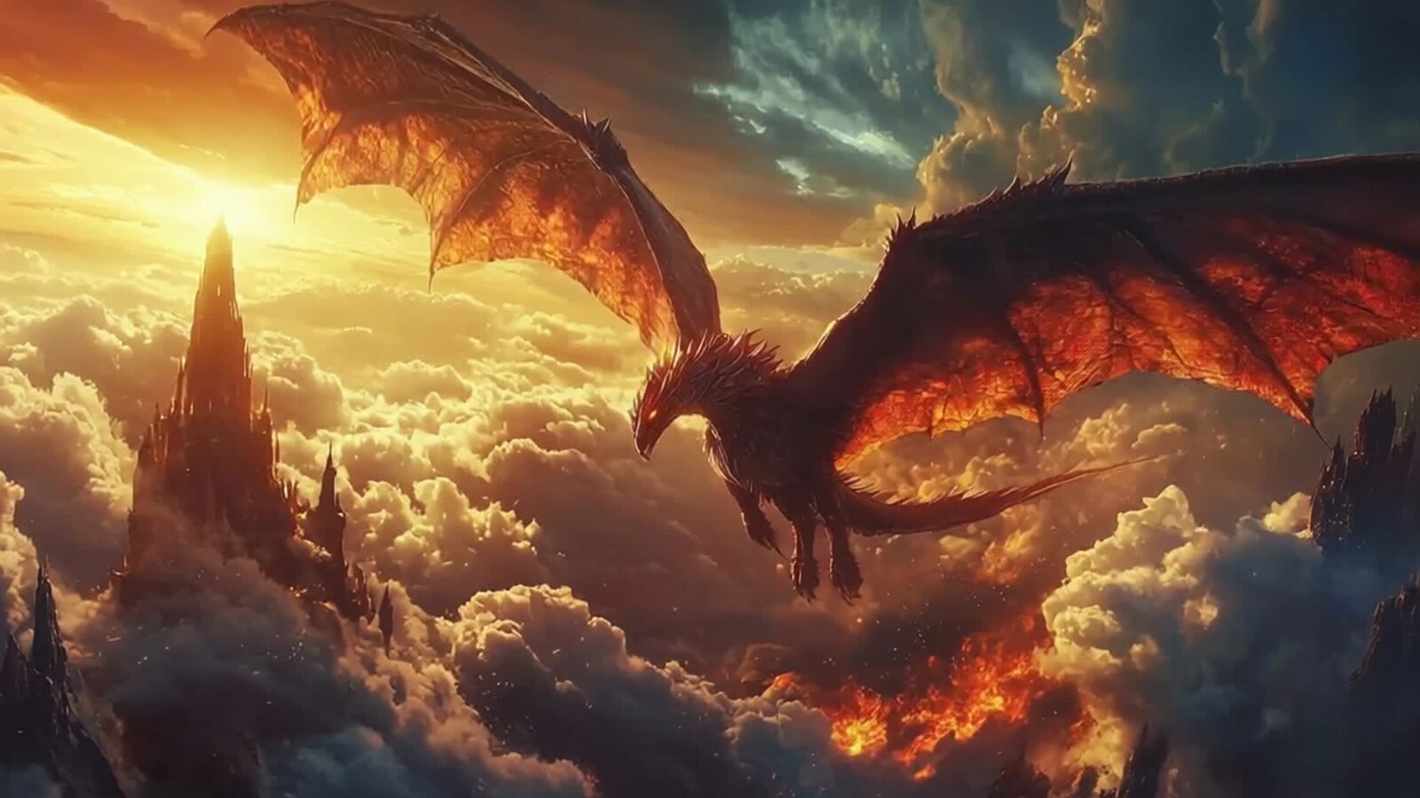 Majestic Fire Dragon: Ruler of the Skyward Realms