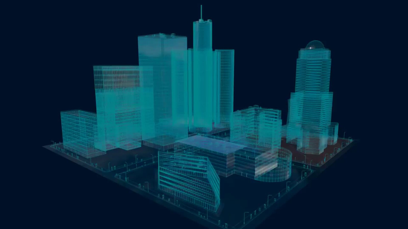 Mograph Motion Graphics City Block- Detroit/NYC 3D Renaissance Center WTC Tower Dome Building ///