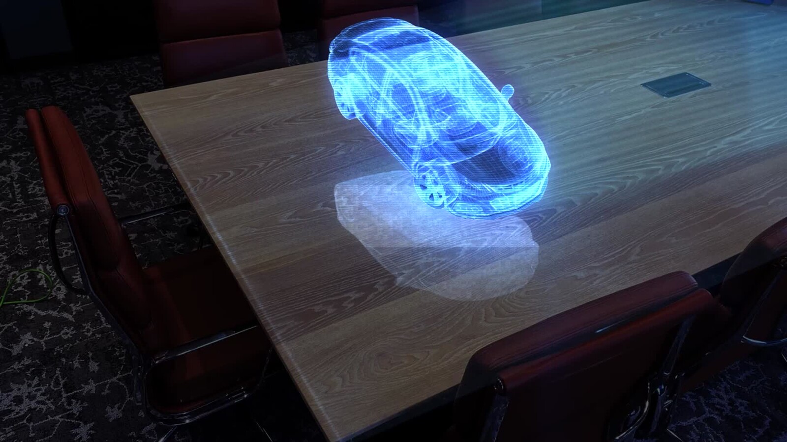 Automotive Car Hologram Star wars Wireframe Office Meeting Demonstration of New Model Car Video