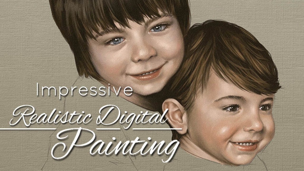 Realistic digital Portrait Painting of two beautiful Children