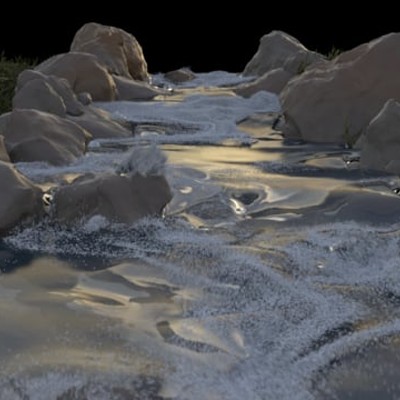 Procedural Modelling: Riverbed with grass
