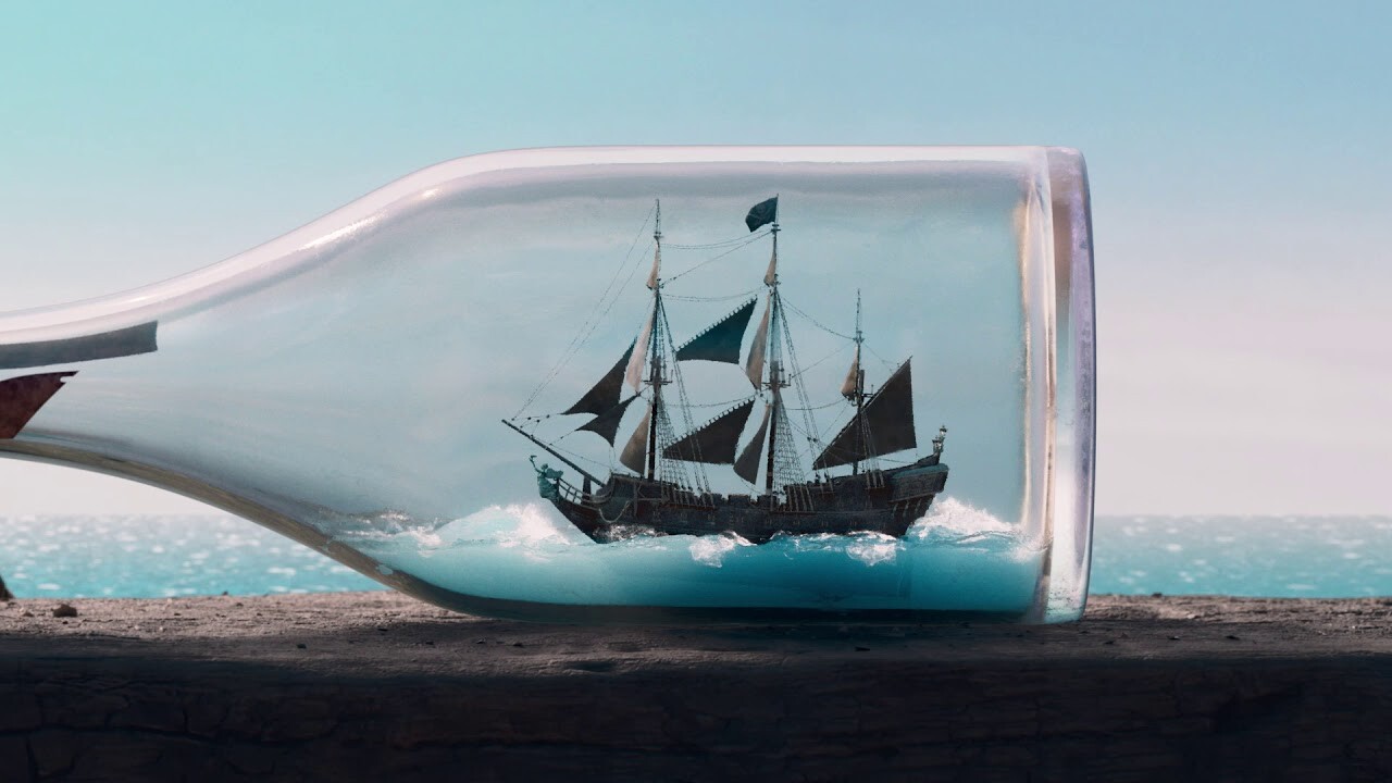 Кораблик в бутылке черная Жемчужина