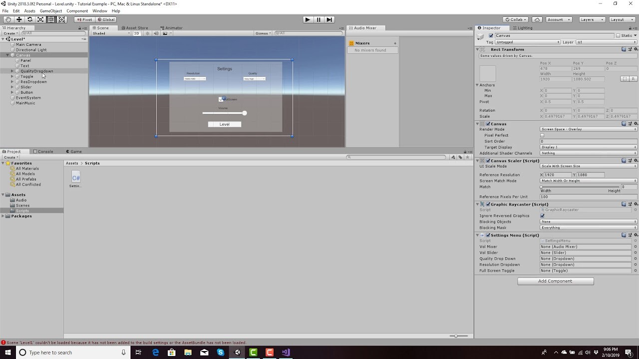 Settings Menu with PlayerPref Save System for Unity