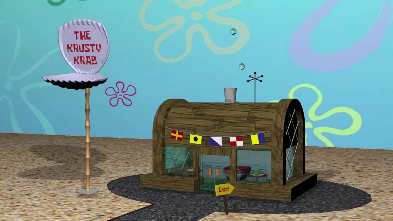A simple 3d model and animation of The Krusty Krab from Spongebob Squarepan...