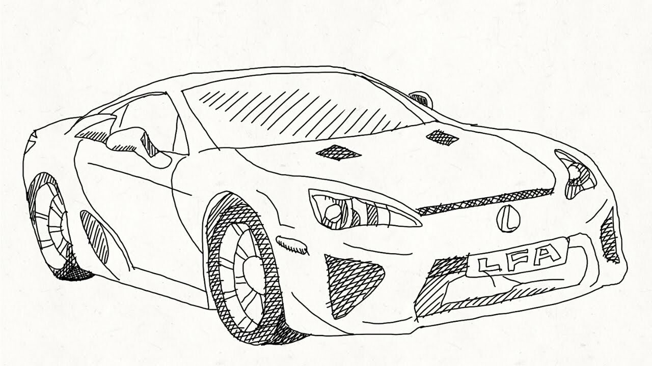 ArtStation - How To Draw a Car Lexus LFA 2019 Line Art | Cách vẽ ô tô đơn  giản