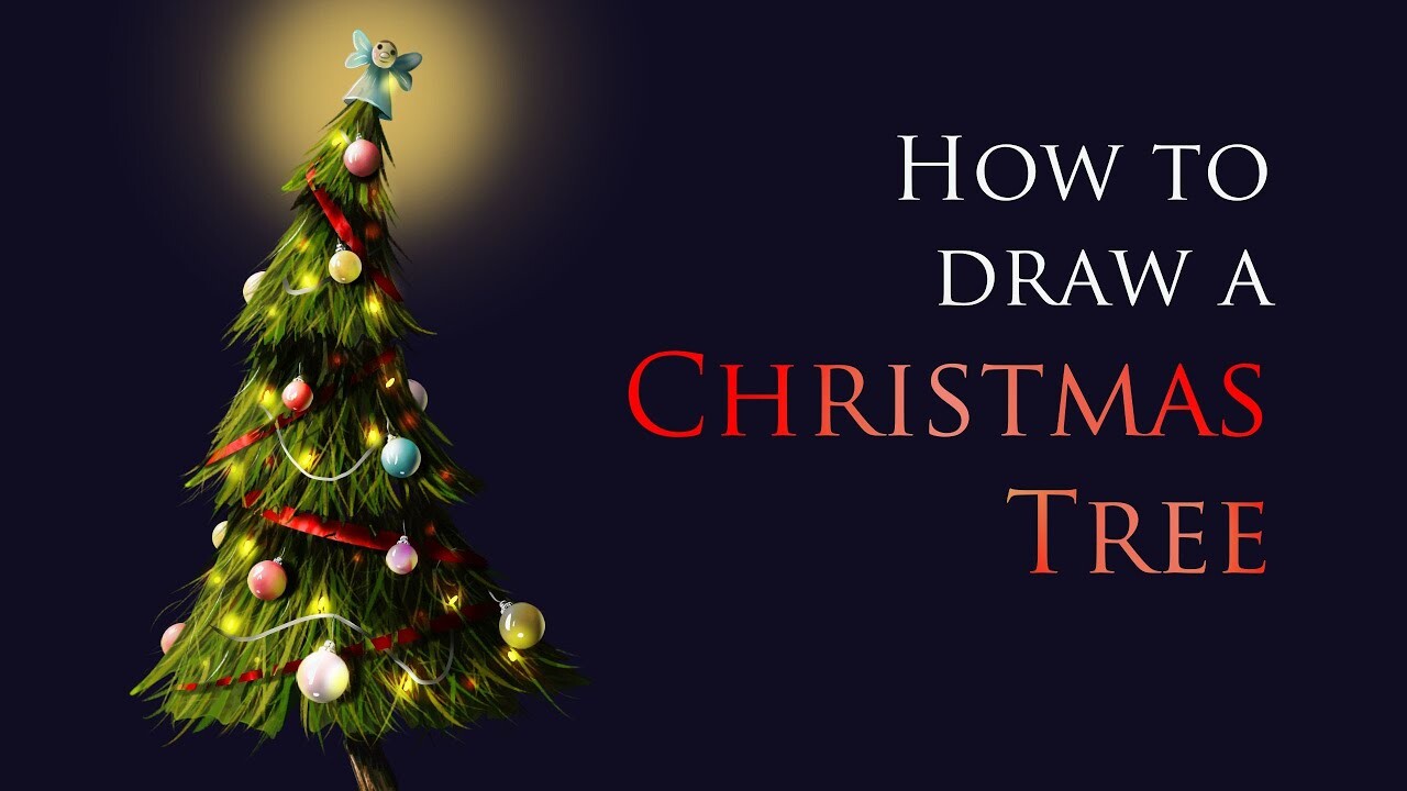 Artstation - How To Draw A Christmas Tree (digital Art Time-lapse)