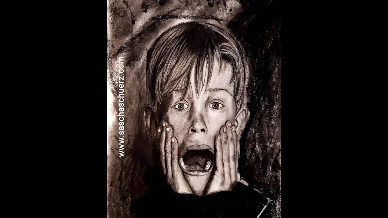 ArtStation - Kevin - Home alone Charcoal drawing by Sascha Schürz