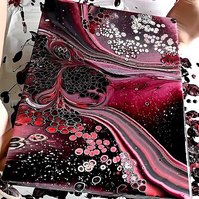 ArtStation - BLACK and WHITE Acrylic painting ~ Cup bottom pour ~ Fluid art  using Motorized canvas spinner