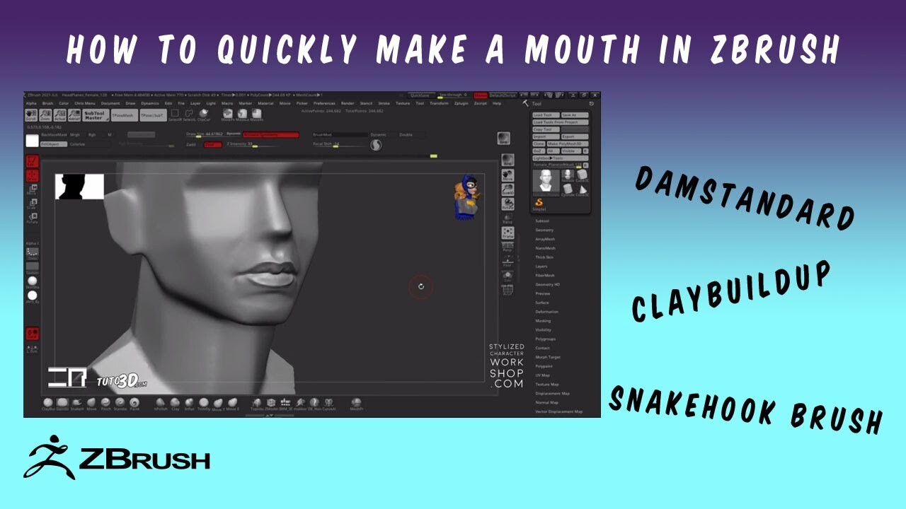 ArtStation How to quickly make a mouth in ZBrush (Tutorial)