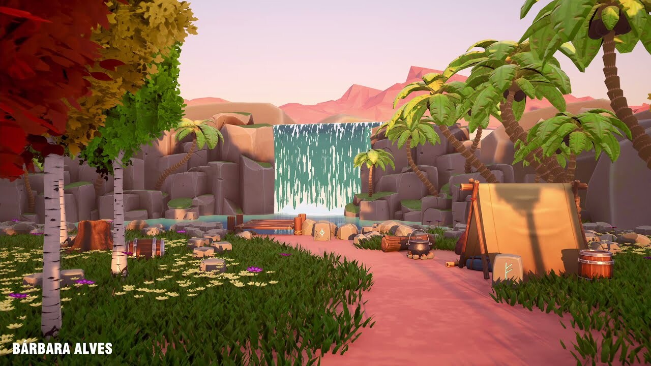 ArtStation - Stylized Waterfall