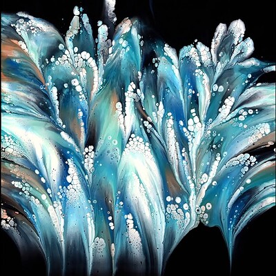 ArtStation - BLACK and WHITE with a Twist ~ Acrylic Pouring Flower Painting  ~ SIMPLE Fluid Art Technique