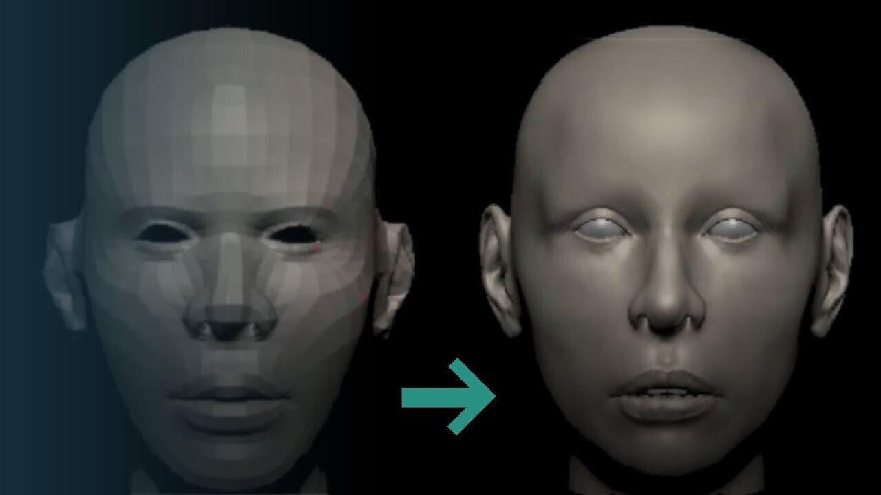 realistic female head sculpt zbrush