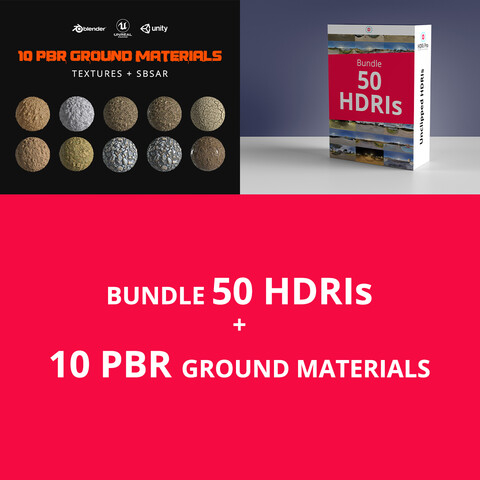 Bundle 50 HDRis + 10 PBR Ground Materials