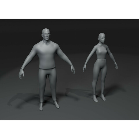 Clothed Male and Female Body Base Mesh 3D Model 10k Polygons Bundle