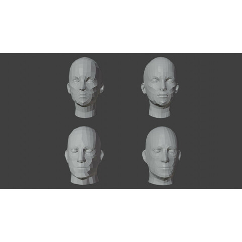 Low Poly Human Heads Bundle