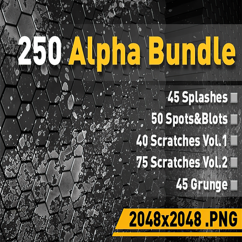 🟥250 Alpha Pack [Splashes, Scratches, Grunge, Spots&Blots]