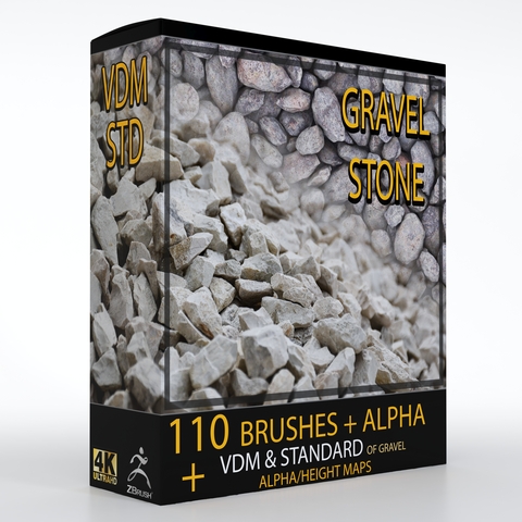 110 VDM + STANDARD BRUSH GRAVEL STONE BRUSHES +110 ALPHA/HEIGHT MAPS HIGH QUALITY (4K)