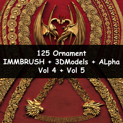 Bundle 125 Ornament IMMBrush + 3DModels + Alpha Vol 4 + Vol 5 (Commercial License)