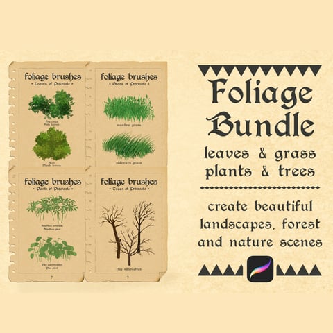 Procreate Foliage Bundle - 50 Brushes - Landscape