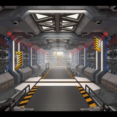 Spaceship Corridor Loop (4K) - 3 Animations
