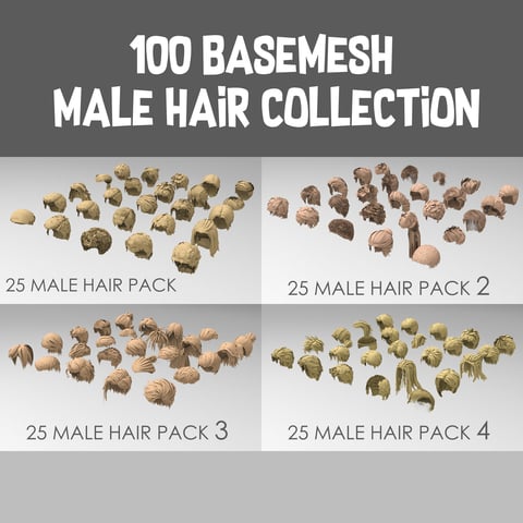 100 Basemesh male hair collection