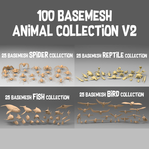 100 Basemesh animal collection v2
