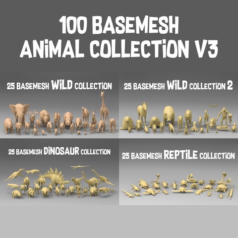 100 Basemesh animal collection v3