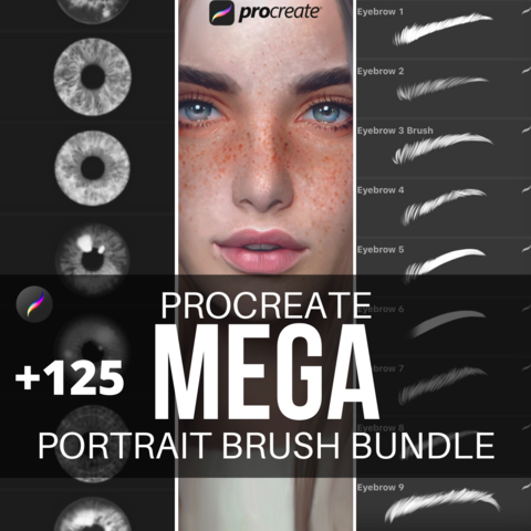 +125 Procreate Mega Portrait Brush Bundle