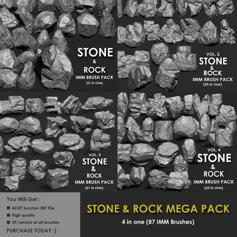STONE & ROCK MEGA PACK (4 IN ONE - 87 BRUSHES)