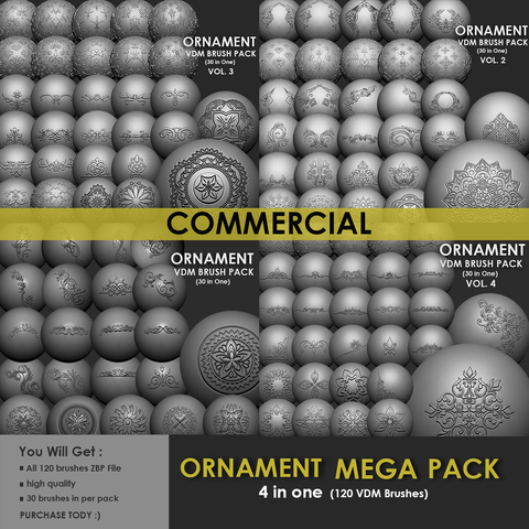 ORNAMENT MEGA PACK (4 IN ONE - 120 BRUSHES) Commercial