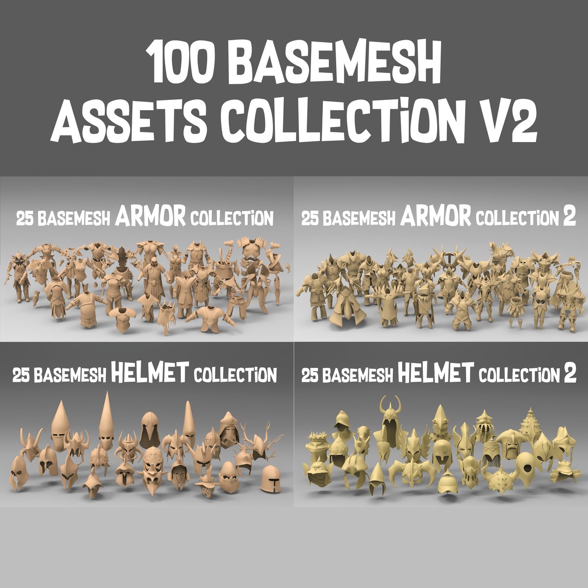 ArtStation - 100 Basemesh Assets Collection V2