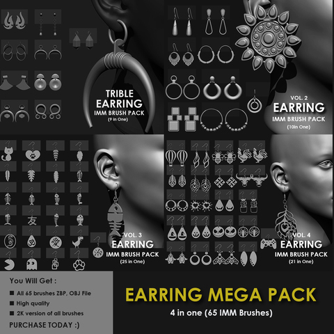 EARRING MEGA PACK (4 IN ONE - 65 BRUSHES)