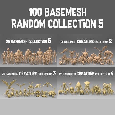 100 basemesh random collection 5 with extended commarcial license