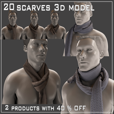 20 scarves 3d model 40 % OFF (standard License)