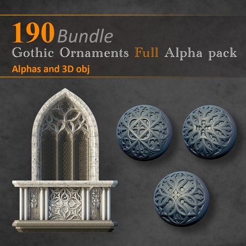 Gothic Ornaments Full Alpha Pack /Standard Use License