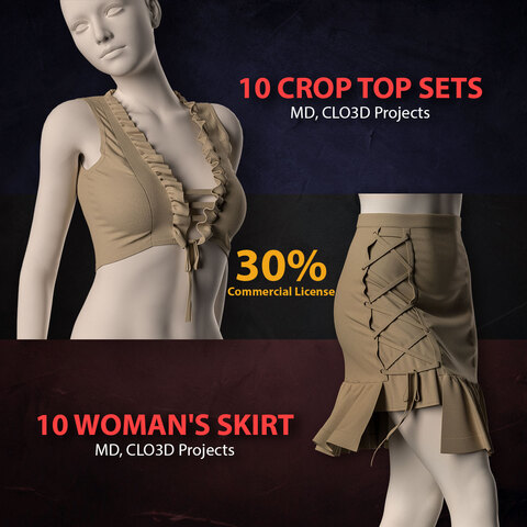Bundle Collection (Crop Top & Skirt ) - Commercial License