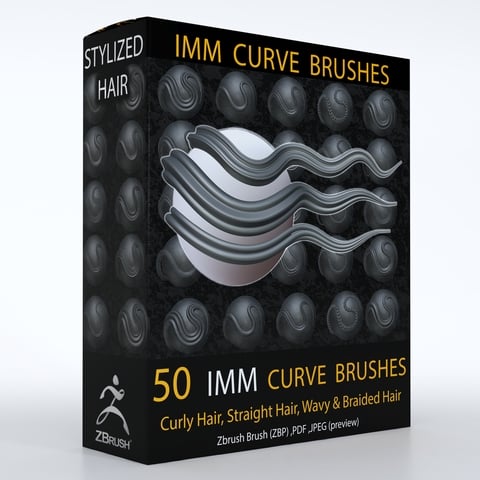 50 Stylized Hair IMM Curve Brushes