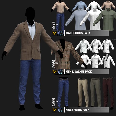 Men's suits / Marvelous Designer / Clo 3D project