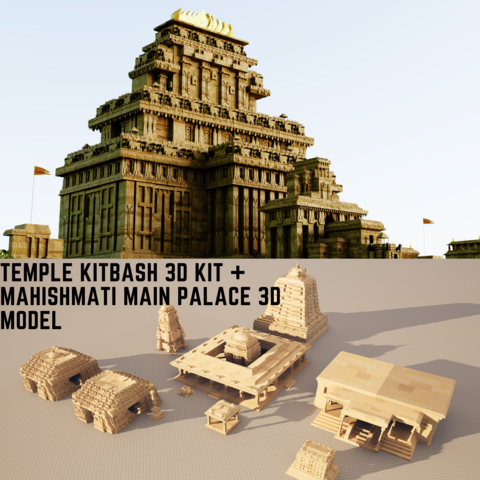 ArtStation - Temple Kitbash 3D Kit + Mahishmati main palace 3D Model