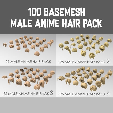 ArtStation - 25 basemesh hair pack 2