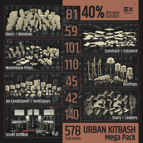 578 Urban Kitbash Mega Pack _ Extended Commercial License
