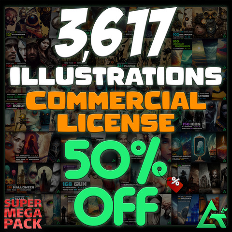 3617 Illustrations (SUPER MEGA PACK) - 50% OFF for Commercial License!