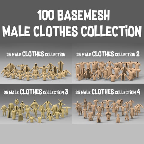 100 basemesh male clothes collection