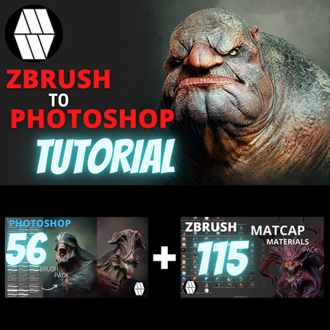 ZBrush to Photoshop - Troll Bust Tutorial - BUNDLE PACK